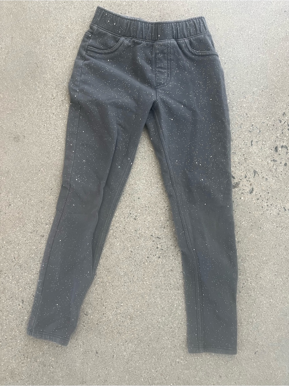 Girls Gray Glitter Skinny leggings size 6